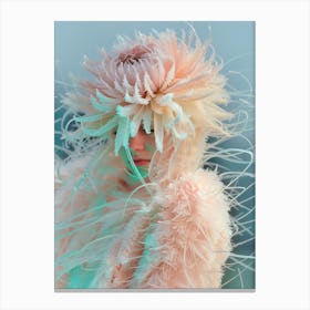 "Vibrant Pastel Portrait: Frosty Flower Hat" Canvas Print