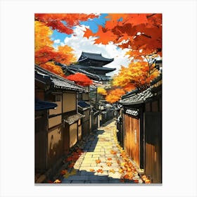 Autumn Street In Kyoto Canvas Print