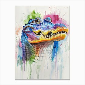 Alligator Colourful Watercolour 4 Canvas Print
