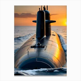 Submarine At Sunset-Reimagined 5 Canvas Print