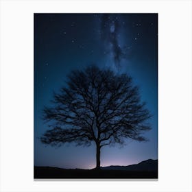 Lone Tree At Night 4 Canvas Print