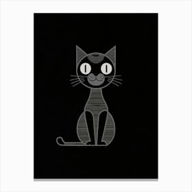 Cat On Black Background Canvas Print