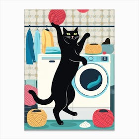 Cat In The Laundry Room Canvas Print