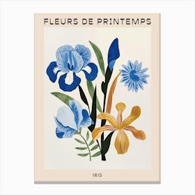 Spring Floral French Poster  Iris 3 Canvas Print