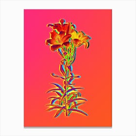 Neon Fire Lily Botanical in Hot Pink and Electric Blue n.0473 Canvas Print