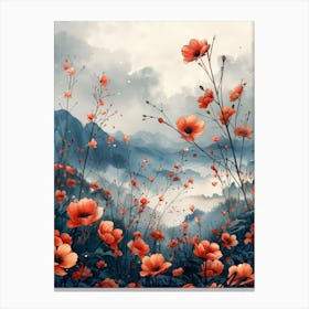 Poppies In The Mountains Canvas Print