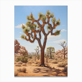  A Classic Oil Painting Of A Joshua Tree Neutral Colour 4 Canvas Print