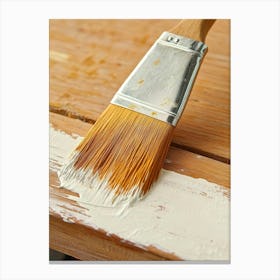 Paint Brush On Wood Canvas Print