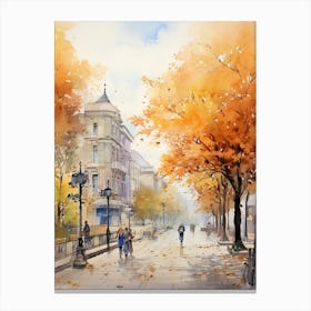 Sofia Bulgaria In Autumn Fall, Watercolour 3 Canvas Print