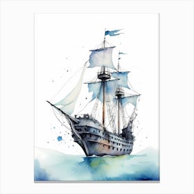 Sailing Ships Watercolor Painting (9) Canvas Print