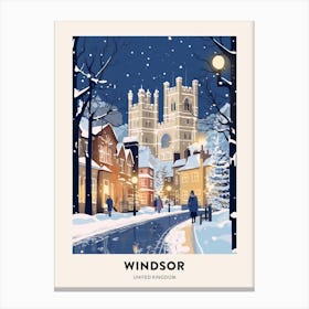 Winter Night  Travel Poster Windsor United Kingdom 4 Canvas Print
