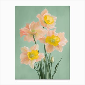 Bunch Of Daffodils Flowers Acrylic Painting In Pastel Colours 9 Canvas Print