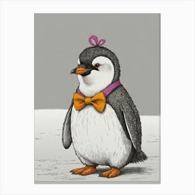 Penguin With Bow Tie Canvas Print