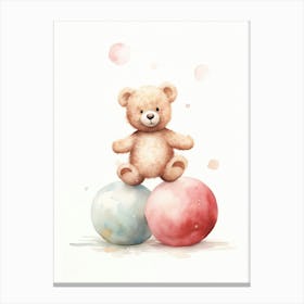 Gymnastics Teddy Bear Painting Watercolour 1 Canvas Print