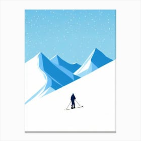 Les Deux Alpes, France Minimal Skiing Poster Canvas Print