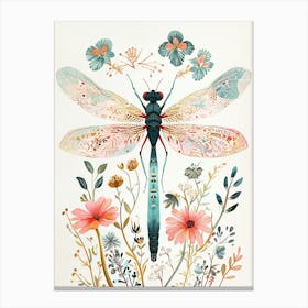 Colourful Insect Illustration Damselfly 13 Canvas Print