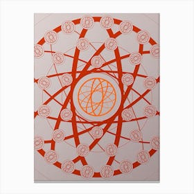 Geometric Abstract Glyph Circle Array in Tomato Red n.0172 Canvas Print