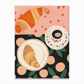 Coffee And Croissant Canvas Print