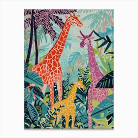 Sweet Giraffe Colourful Illustration 2 Canvas Print