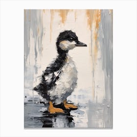 Minimalist Portrait Of A Duckling Black & White 7 Canvas Print