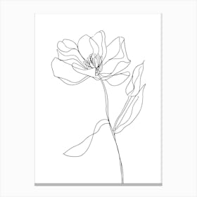 Single Line Drawing Of A Flower Minimalist Line Art Monoline Illustration Canvas Print