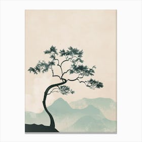 Hemlock Tree Minimal Japandi Illustration 1 Canvas Print