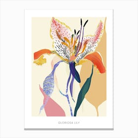 Colourful Flower Illustration Poster Gloriosa Lily 4 Canvas Print