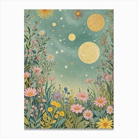 Moons And Flowers Canvas Print