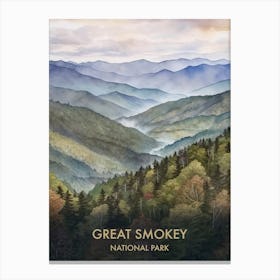 Great Smokey Park Watercolour 4 Canvas Print