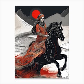 Woman Riding A Horse 5 Canvas Print