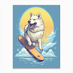 Alaskan Malamute Dog Skateboarding Illustration 4 Canvas Print