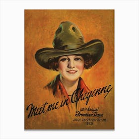 Cowgirl, Western Aesthetic, Rodeo, Vintage Poster Art Canvas Print