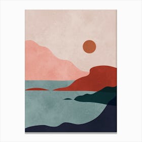 Watercolor sunset landscape 10 Canvas Print