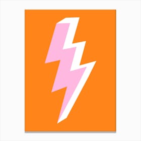 Triple Lightning Bolt Pink on Orange Canvas Print