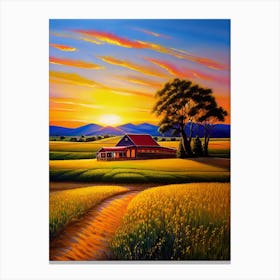 Sunset In The Field 2 Canvas Print