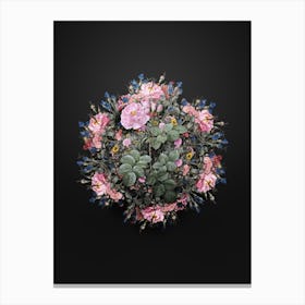 Vintage Damask Rose Flower Wreath on Wrought Iron Black n.2775 Canvas Print