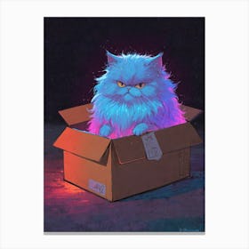 Blue Cat In A Box Canvas Print