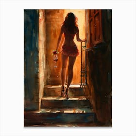 Girl With A Glass 1 Canvas Print