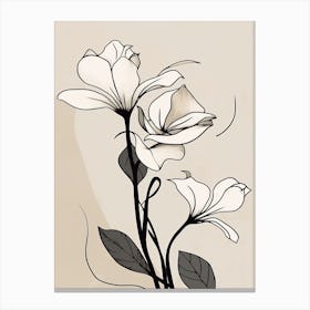Lilies Line Art Flowers Illustration Neutral 4 Canvas Print