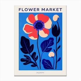 Blue Flower Market Poster Poppy 4 Canvas Print