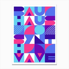 Bauhaus Synthwave #3 poster (pink-blue) — abstract poster, retrowave print 2 Canvas Print