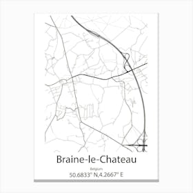 Braine Le Chateau,Belgium Minimalist Map Canvas Print