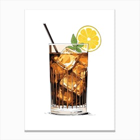 Illustration Long Island Iced Tea Floral Infusion Cocktail 4 Canvas Print