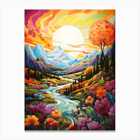 "Mountain's Embrace: Sunset's Majestic Glow" Canvas Print