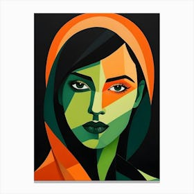 Geometric Woman Portrait Pop Art (96) Canvas Print