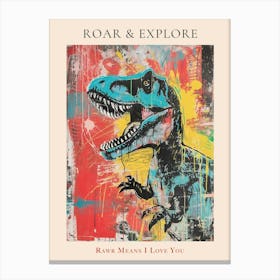 T Rex Dinosaur Chalk Style 2 Poster Canvas Print