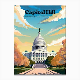 Capitol Hill Congress Digital Travel Illustration Leinwandbild