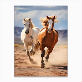 Horses Running Through Dessert Canvas Print