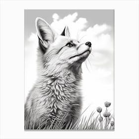 Bengal Fox Portrait Pencil Drawing 1 Canvas Print