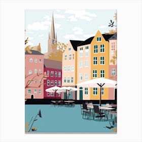 Helsingborg, Sweden, Flat Pastels Tones Illustration 2 Canvas Print